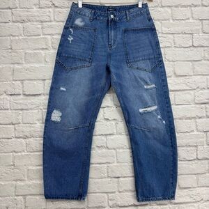 Flamingals Distressed High Rise Barrel Jeans M